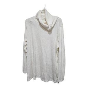 Liz Claiborne Ivory Ribbed Cowl Neck Tunic Sweater Women’s 1X